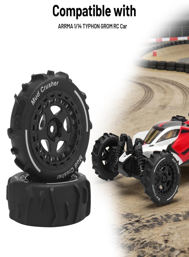 daitoku 1/14 RC Wheels and Tires, daitoku 12mm Hex Hub RC Car Beach Tires for ARRMA 1/14 Typhon GROM - Black - Image 3