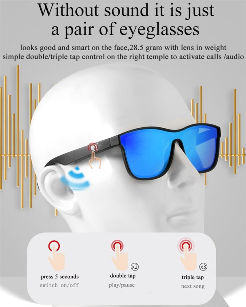 Smart Glasses, Bluetooth Sunglasses for Men Women with Speakers, Polarized Lenses, Touch/Voice Assistant - Image 5