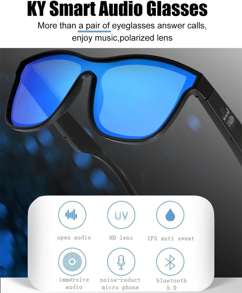 Smart Glasses, Bluetooth Sunglasses for Men Women with Speakers, Polarized Lenses, Touch/Voice Assistant - Image 3