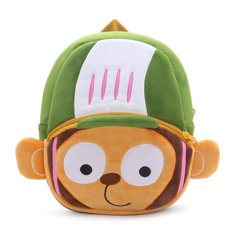 Plush Kids Backpack, Climbing Monkey Animal Design, Soft Lightweight School Bag for Toddlers and Preschool Kids - Image 1