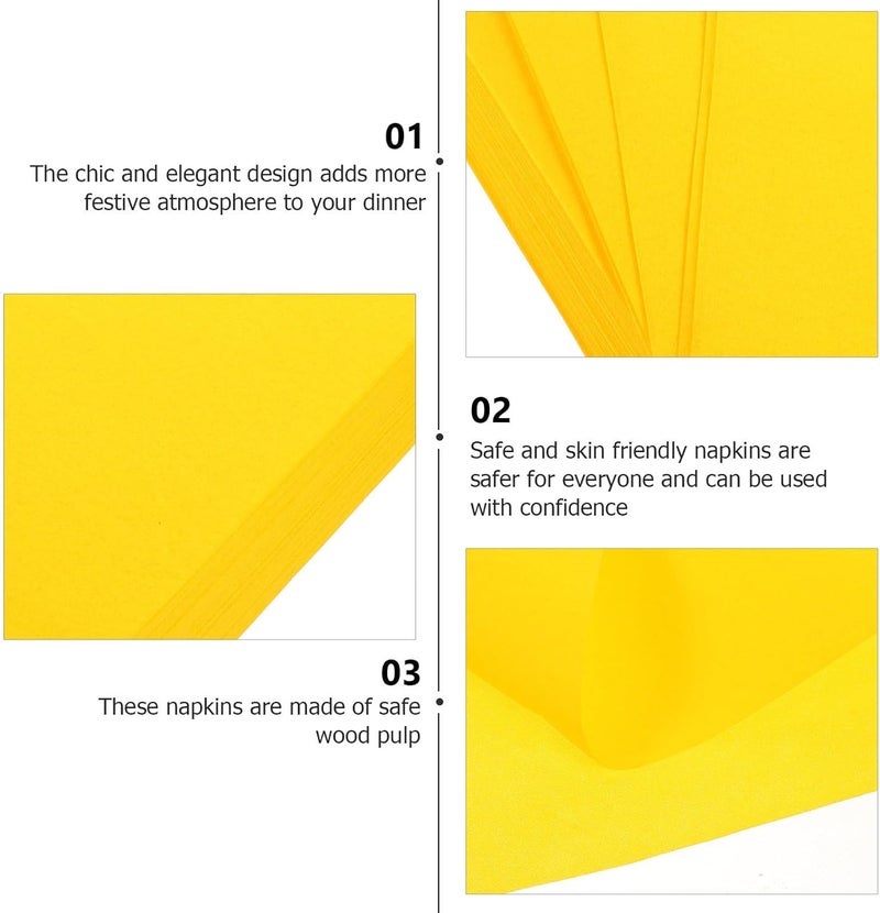 Uonlytech Disposable Party Napkins 50pcs Thick Yellow Paper Napkins for Wedding Reception Bridal Shower Dinner Table Household Use - Image 3