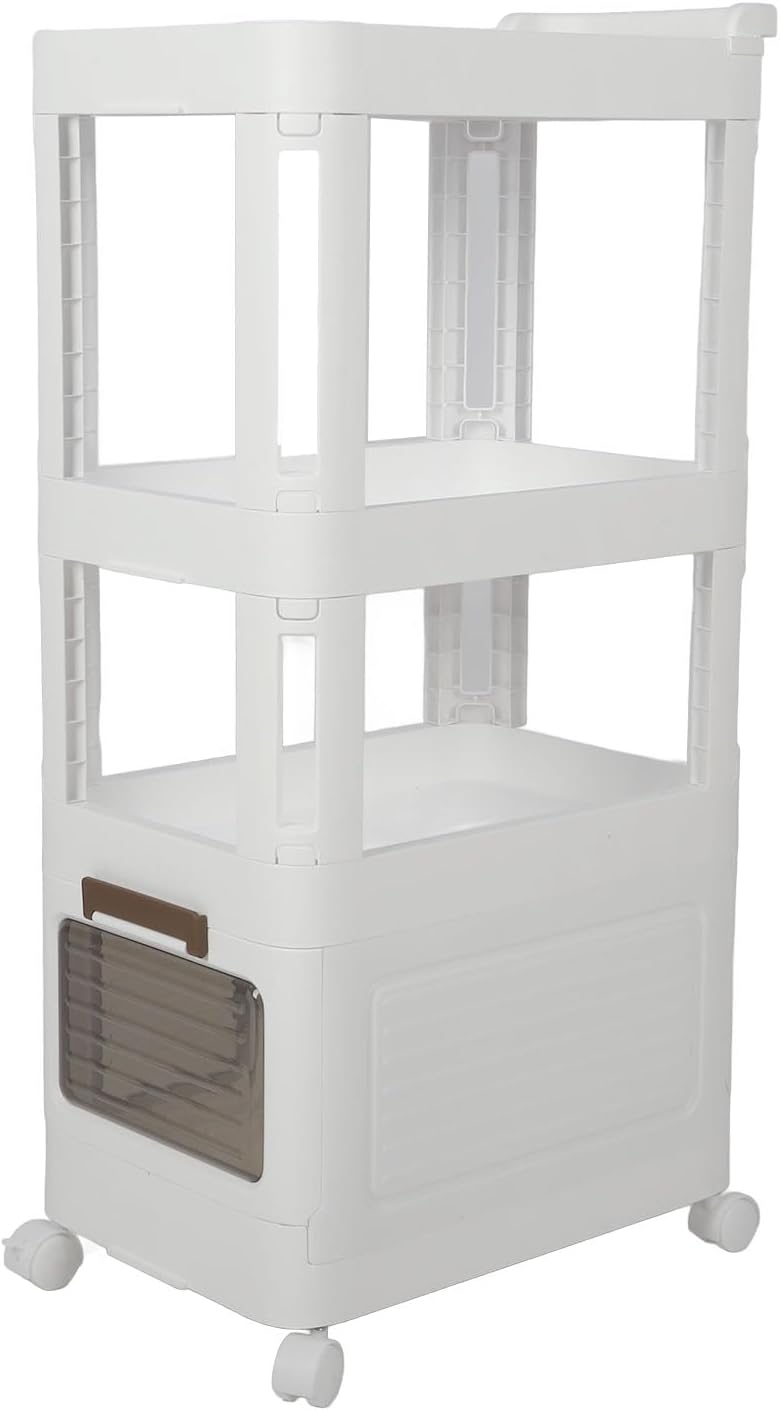 Rolling Storage Cart with Wheels, 4 Tiers Portable Mobile Utility Cart, Organizer Shelf for Snack, Craft, Makeup, Baby, Ideal for Living Room Kitchen Classroom Dorm (823) - Image 2