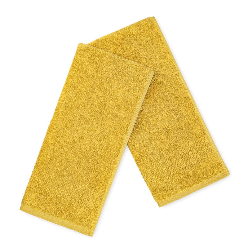 Spaces 100% Cotton Hand Towel Special Texture Ultra Soft Quick Dry Nano Spun(Solid 40CMX60CM)-Sunflower - Image 2