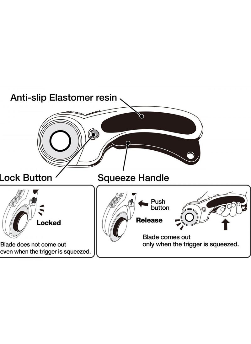 OLFA RTY-2/DX Dual Action Rotary Cutter With Safety Lock  - Image 3
