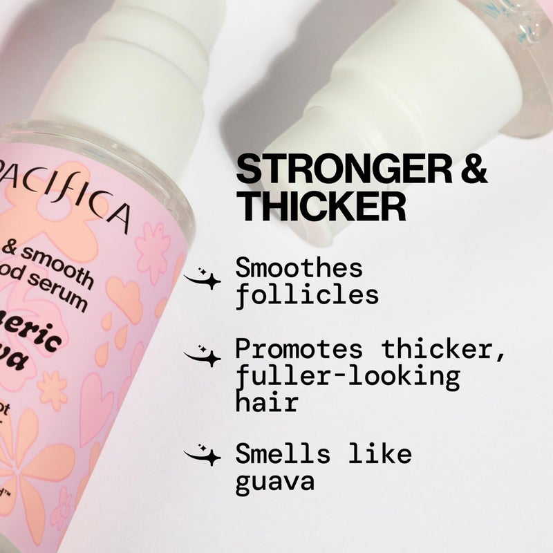 Pacifica سيروم الشعر المهدئ غير المرئي من باكفيكا، علاج التحكم في التجاعيد وتكثيف الشعر - سيروم فروة الرأس بالزنجبيل والجوافة مع الببتيدات والبيوتين والكافيين 1 أونصة سائلة، نباتي وخالي من القسوة - Image 3