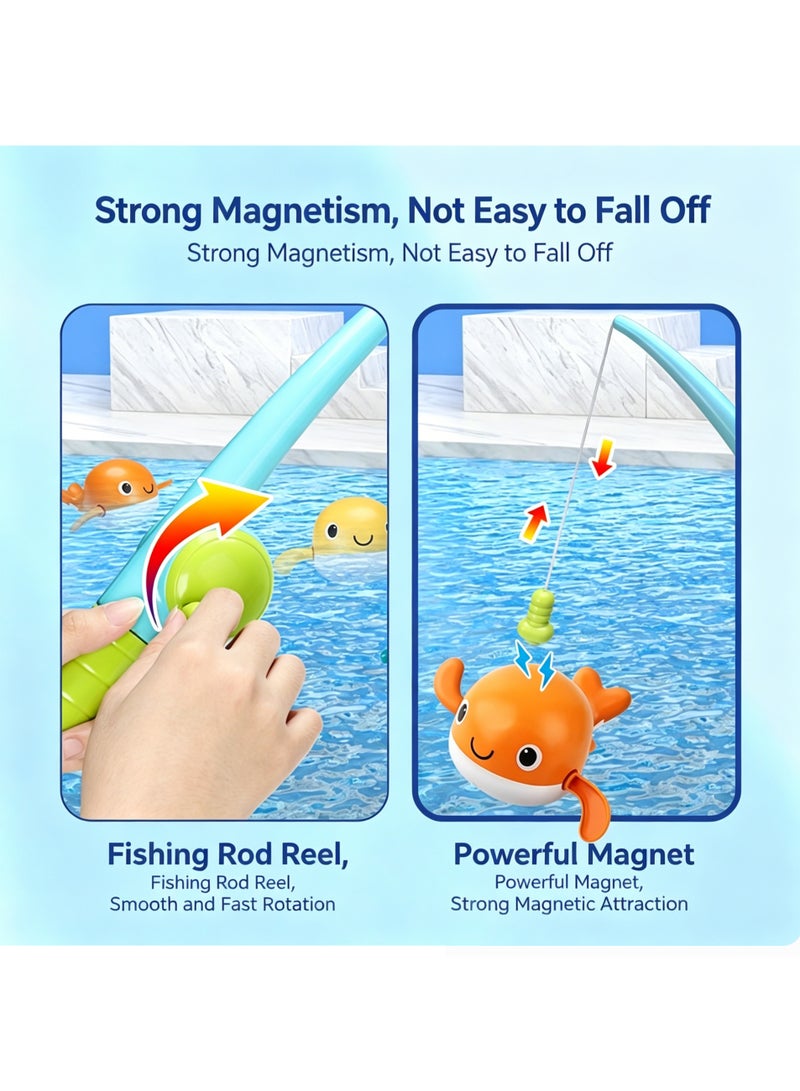 LuckSa Baby Bath Toys Fishing Games Swimming Whales Bath Time Bathtub Toy for Toddlers Baby Kids Infant Fish Set Age 18months and up - Image 2
