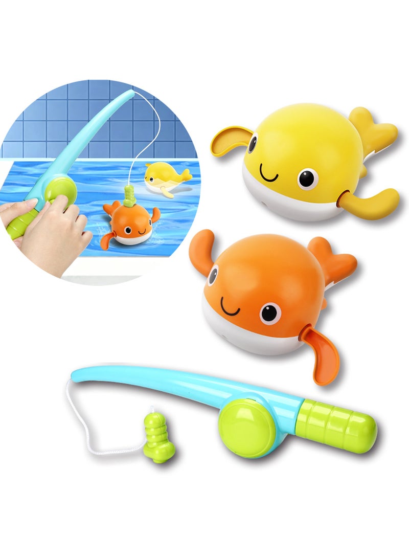 LuckSa Baby Bath Toys Fishing Games Swimming Whales Bath Time Bathtub Toy for Toddlers Baby Kids Infant Fish Set Age 18months and up - Image 1