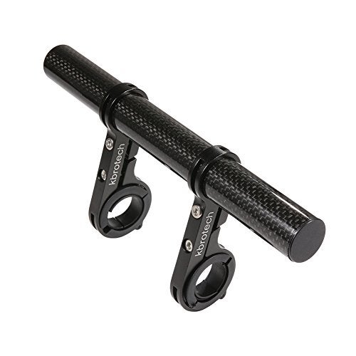 Kbrotech Bike Handlebar Extender Double Handlebar Extension Carbon Fiber Mount Holder with Aluminum Alloy Braket Space Saver (DBlack) - Image 1
