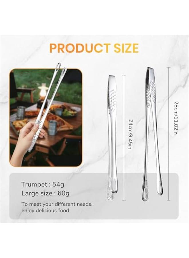 Stainless Steel Grill Tongs, Upgrade Kitchen Tweezers for Cooking Korean BBQ Tongs Stainless Steel Grill Tongs, Kitchen Tongs for Cooking Portable Kitchenware Grill Tongs for Home Outdoor (11in 2pcs - Image 2