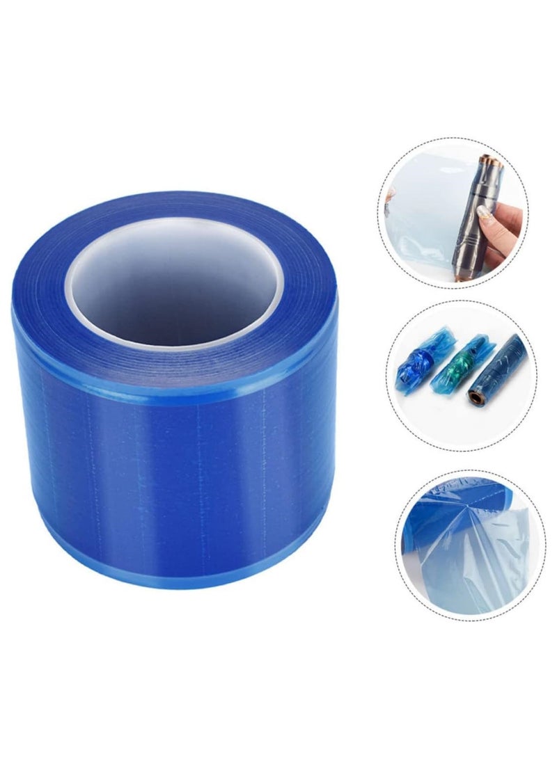 Ru syanl Blue Barrier Film 1200 Sheets Barrier Film Roll Thick Disposable Protective PE Film Anti-fouling Barrier Tape  - Image 1