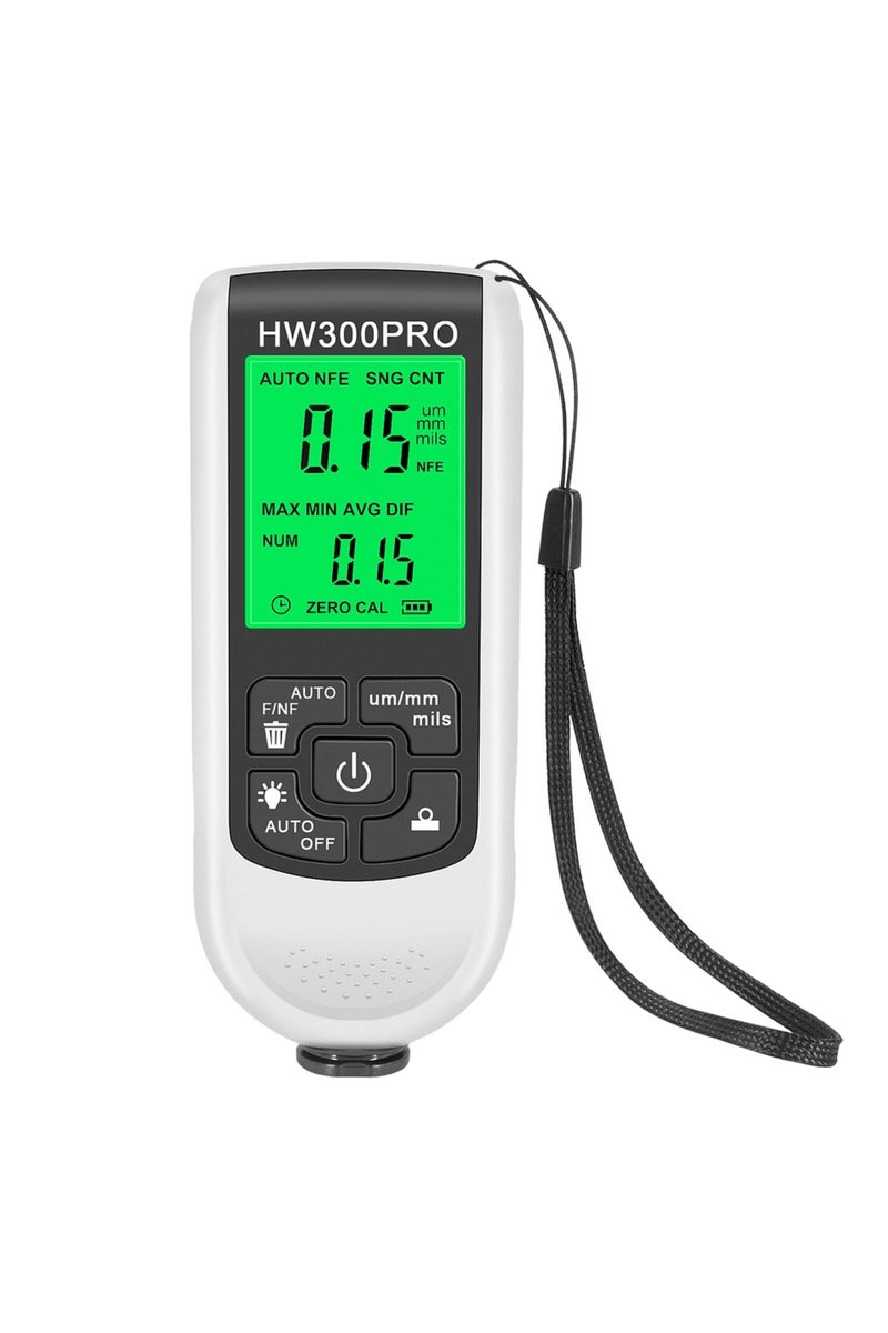 إيروريكس مقياس سمك طلاء السيارات الأبيض HW-300PRO، نطاق القياس من 0 إلى 2000 ميكرومتر، جهاز اختبار سمك طلاء الحديد والحديد، دليل المستخدم