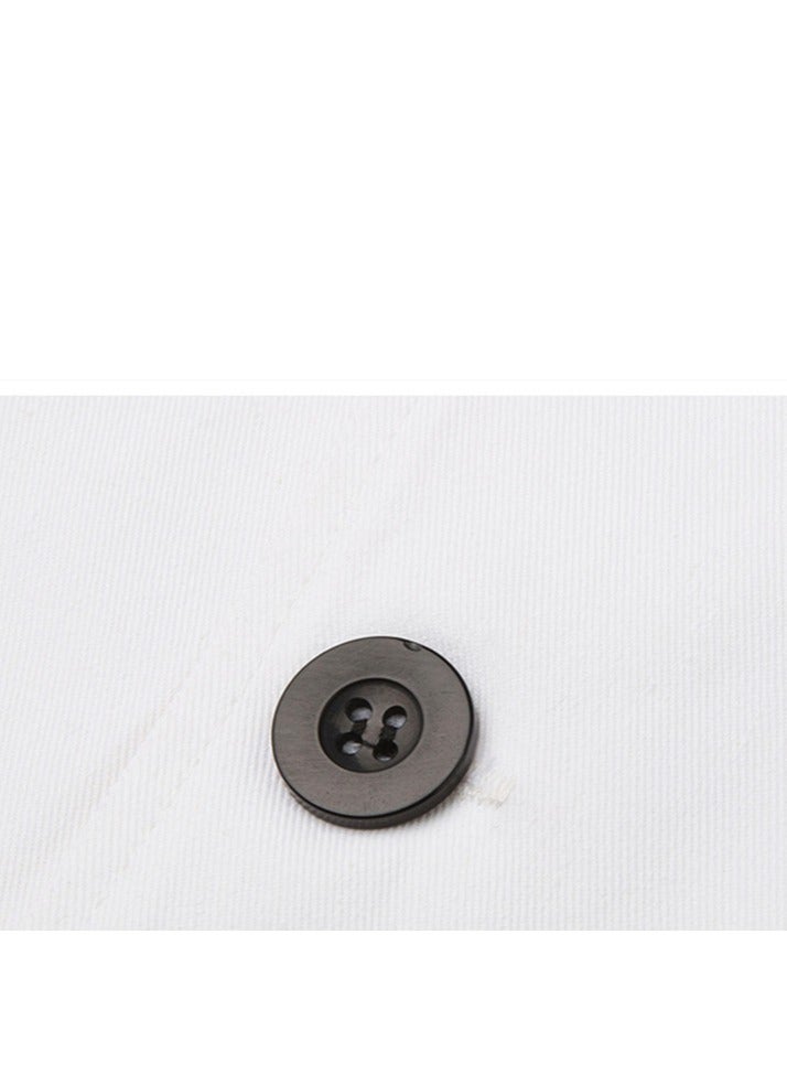 Loquat Summer Short Sleeve Chef Uniform Double-Breasted Stand Collar Waiter T-shirt White - Image 4