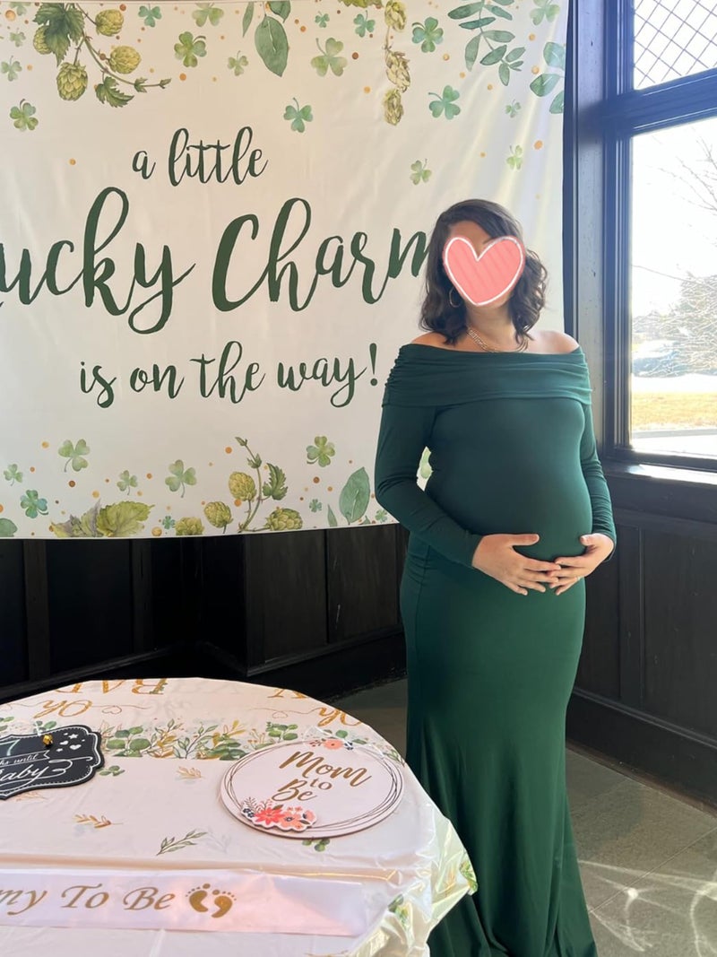 Glampunch Off Shoulders Maternity Dress Long Sleeve Ruched Maternity Gown Baby Shower Photography Pregnant Dress - Image 4