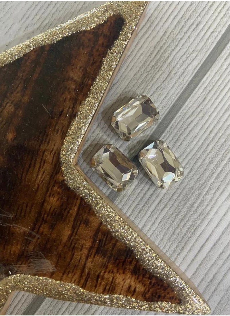 mjuhurat Luxury Champagne Gold Rectangular Crystal Earrings 