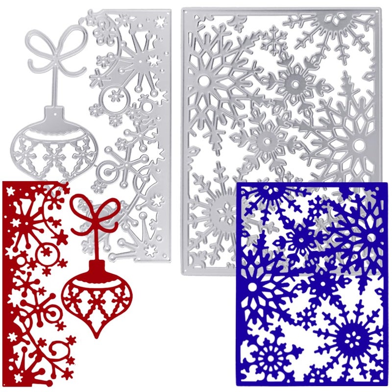 2 PCS Dies for Christmas Card Making AFUNTA Snowflake Metal Die Cuts Christmas Lantern Cutting Dies Embossing Stencils for DIY Scrapbook Album Decorative Scrapbook Card Making