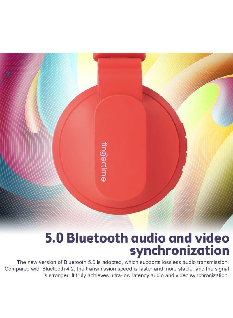 fingertime BOBO-1 Bluetooth Earbuds Bluetooth Headphones Over Ear Wireless Earphones Kids Headphones Soft Earmuffs & Lightweight for Long Time Wearing (Blue) - Image 4