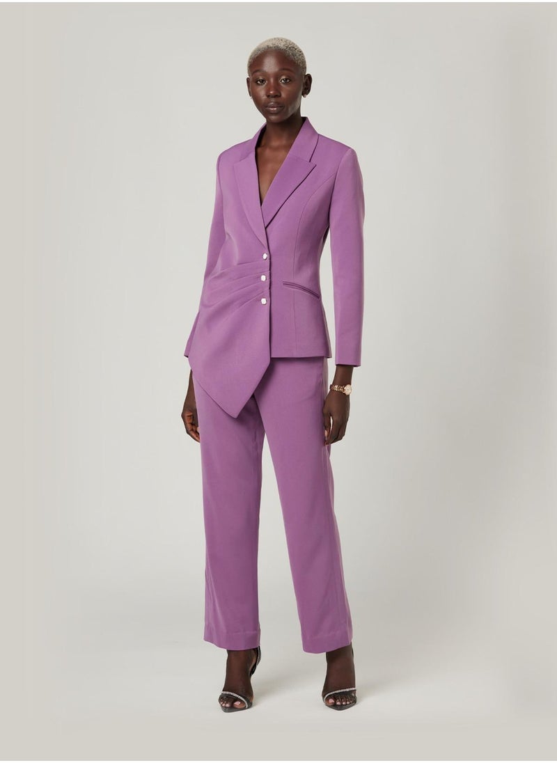 IZEL - Lilac Pleated Two-piece Suit set with pants - Image 1