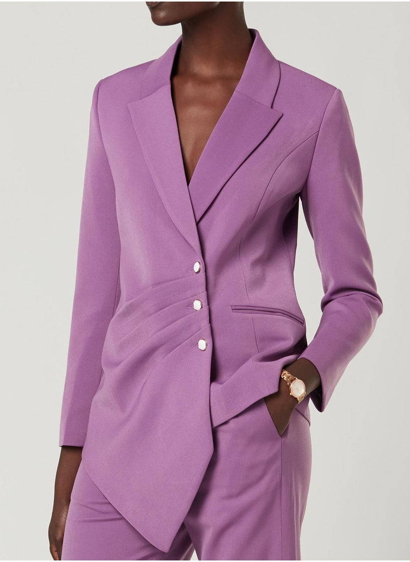 IZEL - Lilac Pleated Two-piece Suit set with pants - Image 1