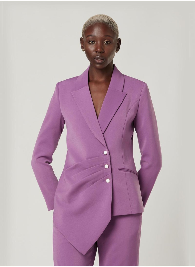 IZEL - Lilac Pleated Two-piece Suit set with pants - Image 1