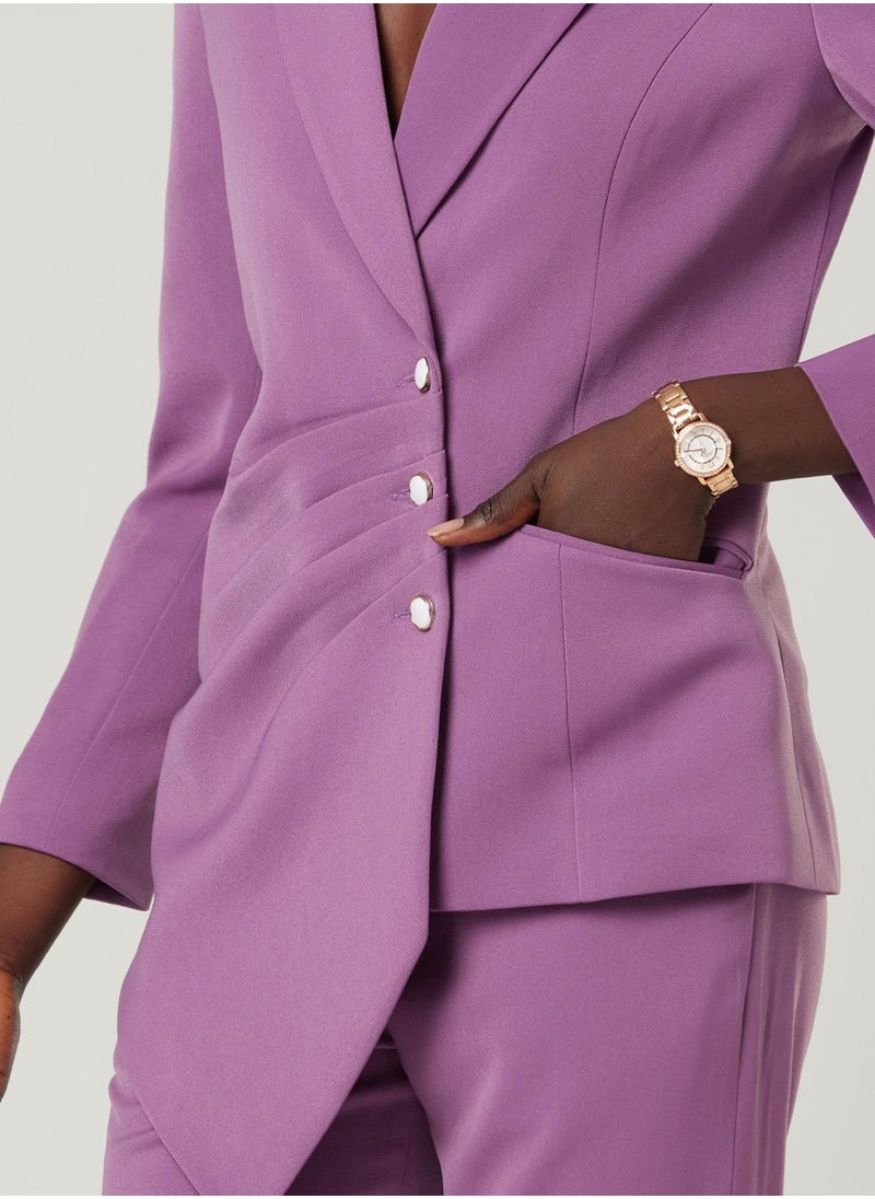 IZEL - Lilac Pleated Two-piece Suit set with pants - Image 1