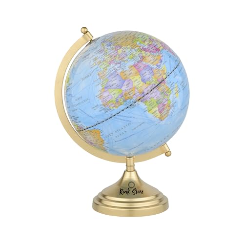 RIZIK STORE® 11-Inch Educational World Globe with Metal Arc & Base | Political Globe for Kids, Students, Home & Office Décor | Decorative Showpiece & Gift Item (Blue) (Blue & Gold) - Image 5