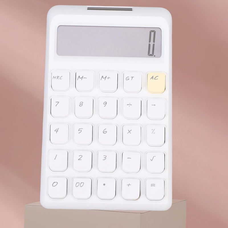 HEEPDD 12 Digit Solar Calculator, Large Display Basic Standard Calculator with Responsive Mechanical Buttons High Sensitivity for Home Office School (White) - Image 3