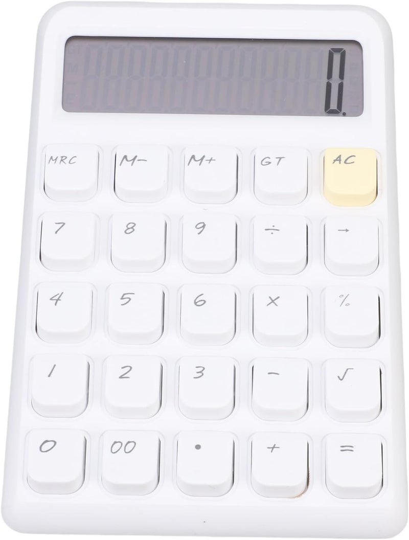 HEEPDD 12 Digit Solar Calculator, Large Display Basic Standard Calculator with Responsive Mechanical Buttons High Sensitivity for Home Office School (White) - Image 1