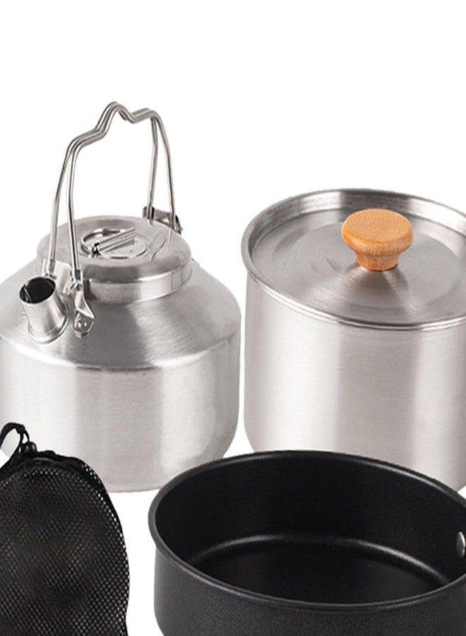 DPCR Camping Cooking Set,Camping Cookware Set,304 Stainless Steel Camping Pots and Pans Set, Includes Pot Nonstick Frying Pan Kettle in Mesh Bag for Hiking - Image 3