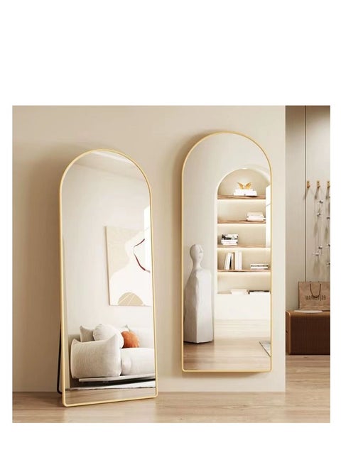 Full Length Mirror  Arched Aluminum alloy Large Standing Dressing Mirror Hanging Leaning Against Wall Mounted Mirror with Stand for Bedroom Locker Room Living Room
