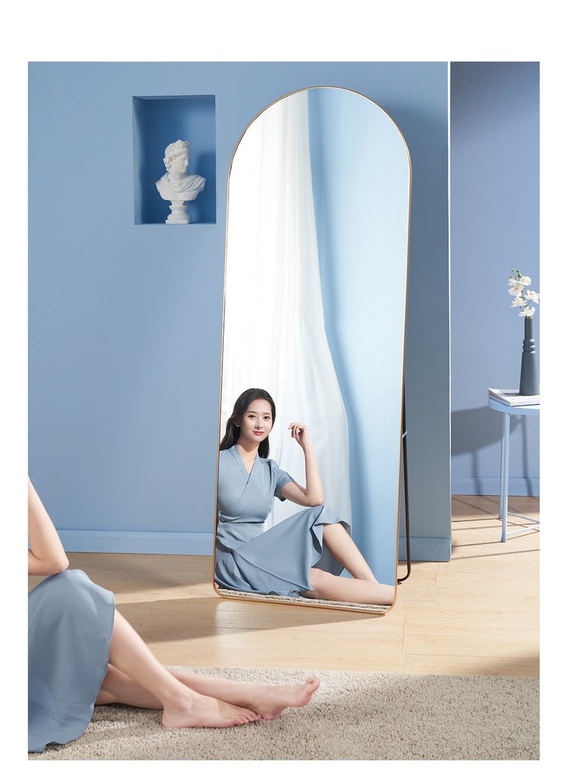 Generic - Full Length Mirror  Arched Aluminum alloy Large Standing Dressing Mirror Hanging Leaning Against Wall Mounted Mirror with Stand for Bedroom Locker Room Living Room - Image 1