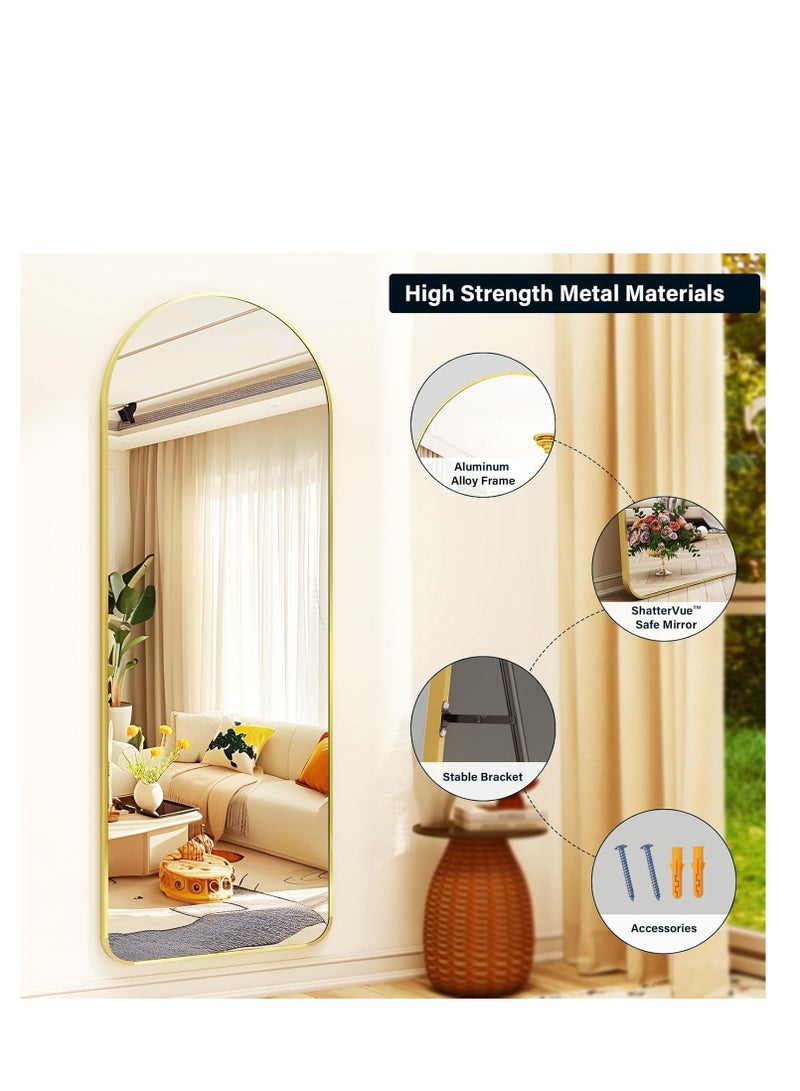 Full Length Mirror  Arched Aluminum alloy Large Standing Dressing Mirror Hanging Leaning Against Wall Mounted Mirror with Stand for Bedroom Locker Room Living Room  - Image 5