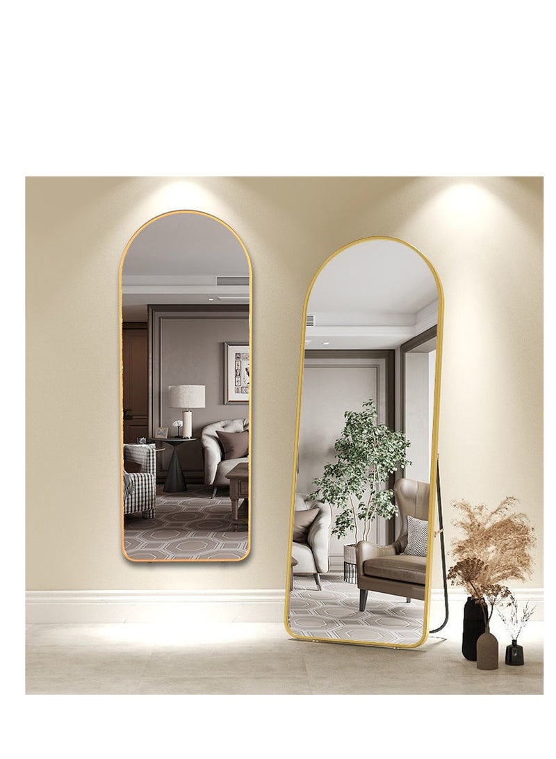 مرآة كاملة الطول من الألمنيوم المقوس، مرآة كبيرة قائمة للملابس، مرآة معلقة مائلة ضد الحائط مع قاعدة لغرفة النوم، غرفة تبديل الملابس، غرفة المعيشة - Image 2