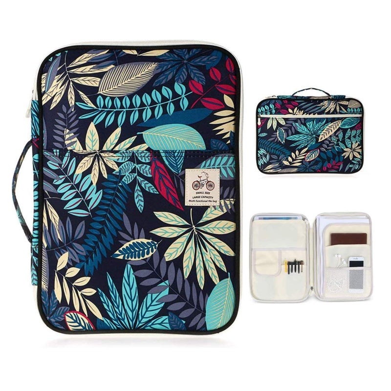 Multi-Functional A4 Document Bags Travel Portfolio Organizer Waterproof Travel Pouch Notepad Carrying Cases File Holder Tablet Sleeve Storage Bag for Travel Office Business Meeting (Mulberry White) - Image 5