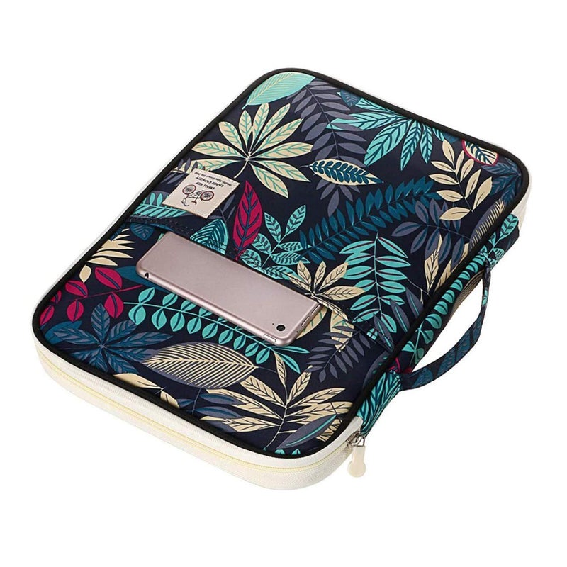 Multi-Functional A4 Document Bags Travel Portfolio Organizer Waterproof Travel Pouch Notepad Carrying Cases File Holder Tablet Sleeve Storage Bag for Travel Office Business Meeting (Mulberry White) - Image 2