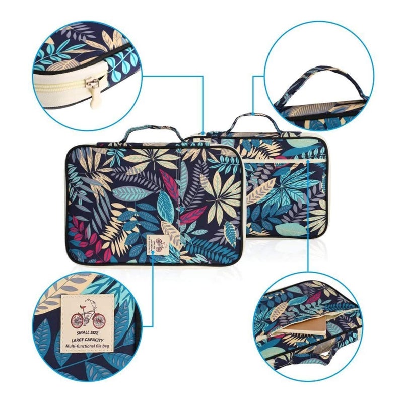Multi-Functional A4 Document Bags Travel Portfolio Organizer Waterproof Travel Pouch Notepad Carrying Cases File Holder Tablet Sleeve Storage Bag for Travel Office Business Meeting (Mulberry White) - Image 4