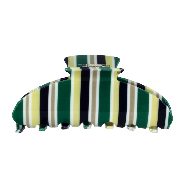 Almere Hair Claw Clip, Striped and Camo Pattern, Women's Hair Accessories for Thick or Thin Hair, 4 inch No-Slip (Green Neutral Stripe) - Image 1