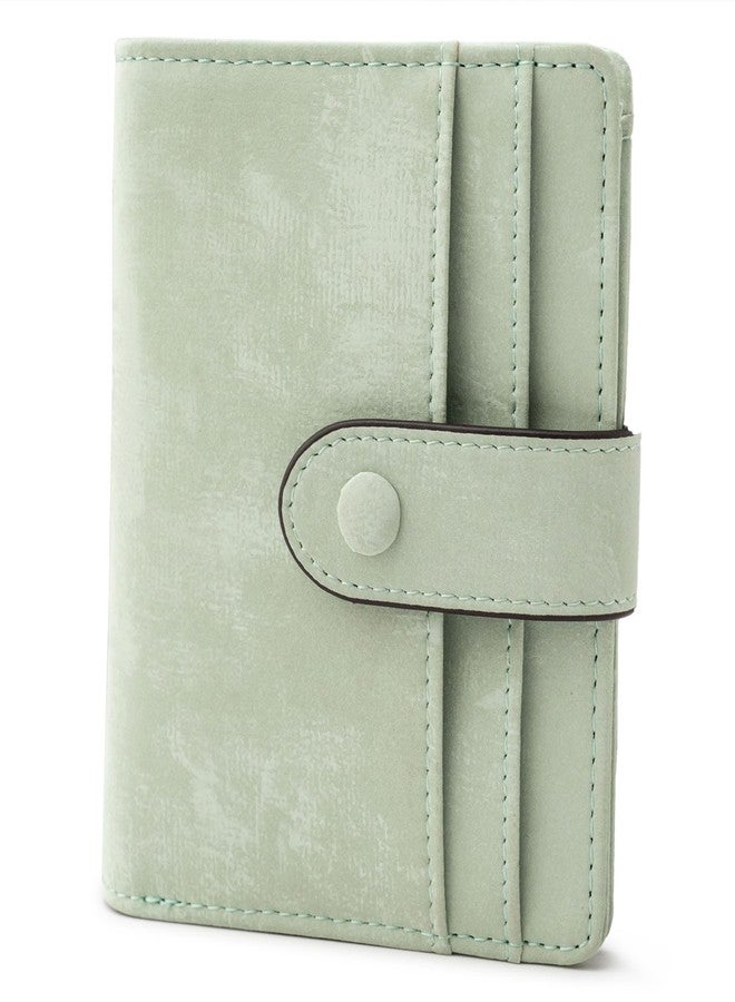 Bveyzi Slim Credit Card Holder Wallet for Women, RFID Blocking Lightweight Bifold with Zipper Pocket(Sage Green) - Image 1