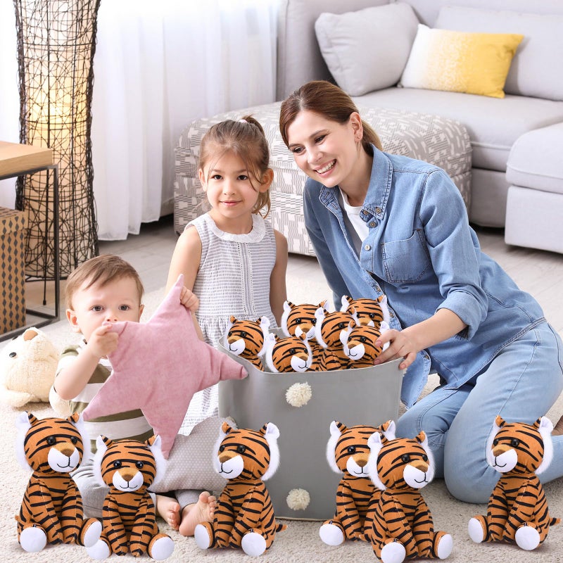 Blueweenly 12 Pieces Tiger Stuffed Animal 6 Inch Sitting Tiger Plush Toys Lifelike And Cute Animal Dolls Gifts For Boys And Girls Birthday Favors Gifts Forest Party Decor - Image 5