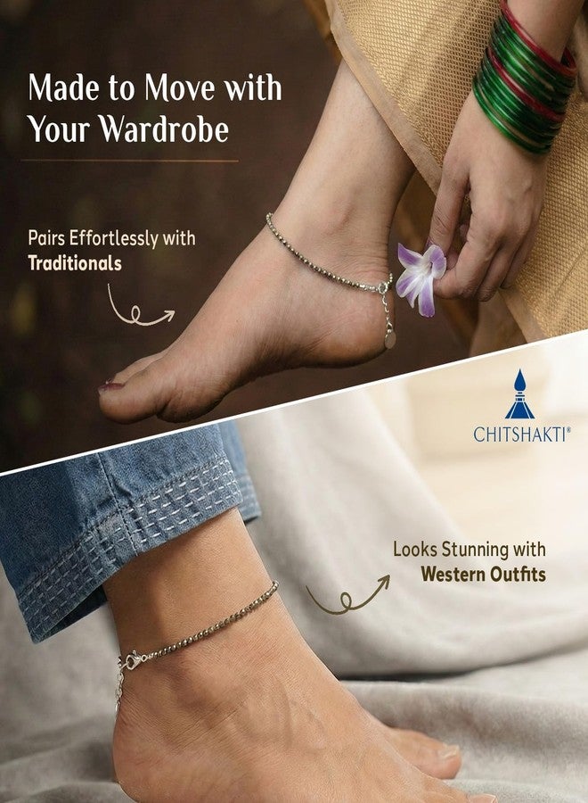 Chitshakti Original Certified Pyrite Anklet - 2mm | Raw Natural Pyrite Stone Payal for Wealth, Luck & Protection | Money Magnet Crystal Anklet | Spiritual Healing Jewellery Gift for Women (Pack of 1) - Image 5