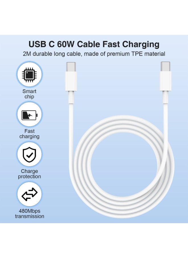 RUKYU - iPhone 15 16 Charger Cable and Plug 1M,20W USB C Fast Charging Power Adapter with Type C Lead 2 Metre for Apple iPhone 16/15 Plus/16 Pro/15 Pro/Max,iPad Pro 13/12.9/11/10 inch,iPad Air/Mini,MacBook,Samsung Galaxy S2 - Image 1