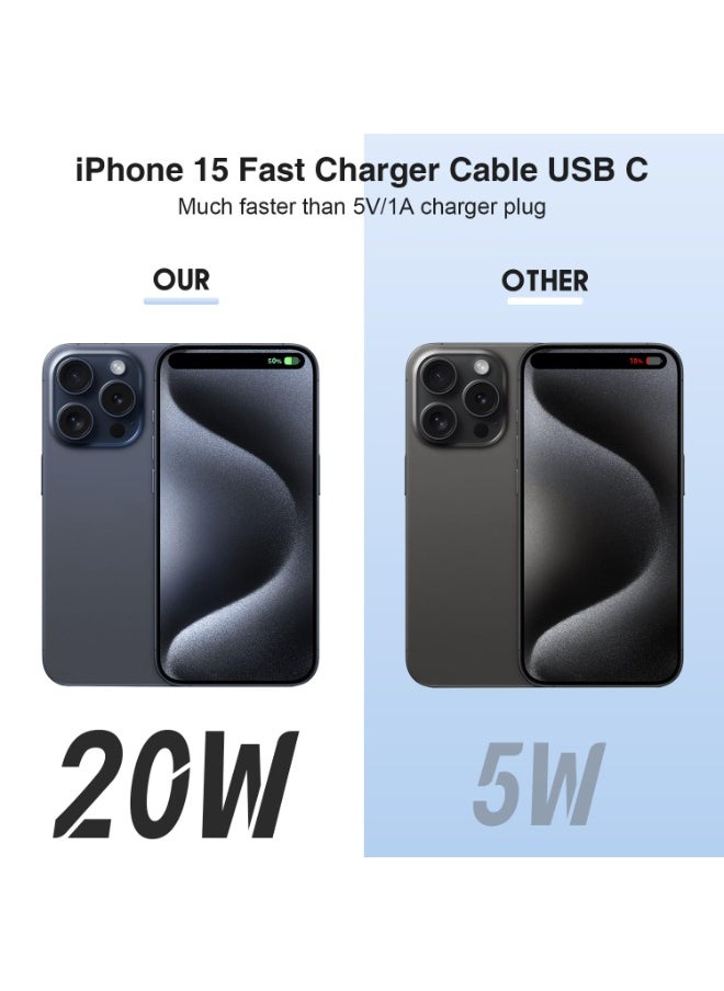 RUKYU - iPhone 15 16 Charger Cable and Plug 1M,20W USB C Fast Charging Power Adapter with Type C Lead 2 Metre for Apple iPhone 16/15 Plus/16 Pro/15 Pro/Max,iPad Pro 13/12.9/11/10 inch,iPad Air/Mini,MacBook,Samsung Galaxy S2 - Image 1