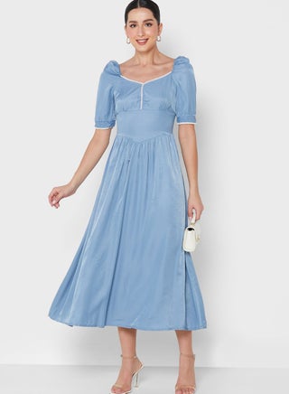 Dobby Trim Detail Dress