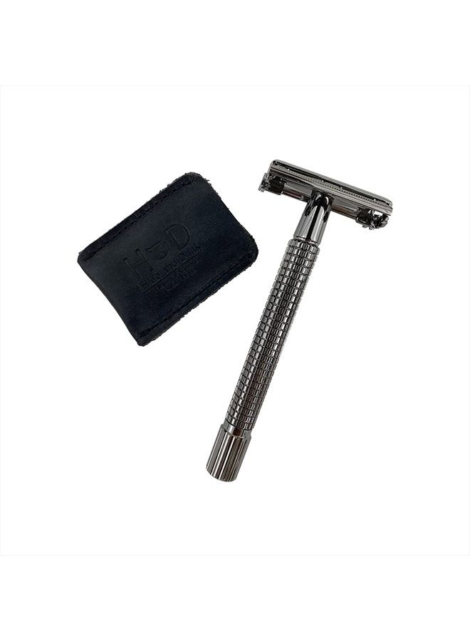 Hide & Drink , Leather Double Edge Safety Razor Head Protective Sheath, Shaving Travel Cover Handmade (Charcoal Black) - Image 5