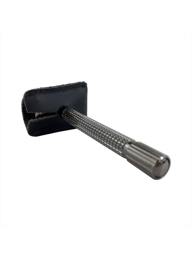 Hide & Drink , Leather Double Edge Safety Razor Head Protective Sheath, Shaving Travel Cover Handmade (Charcoal Black) - Image 4