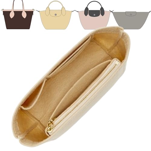 Doxo Purse Organizer Insert for Longchamp Mini/XS Handbags and Lv Neverfull BB (XS/BB,Beige) - Image 2
