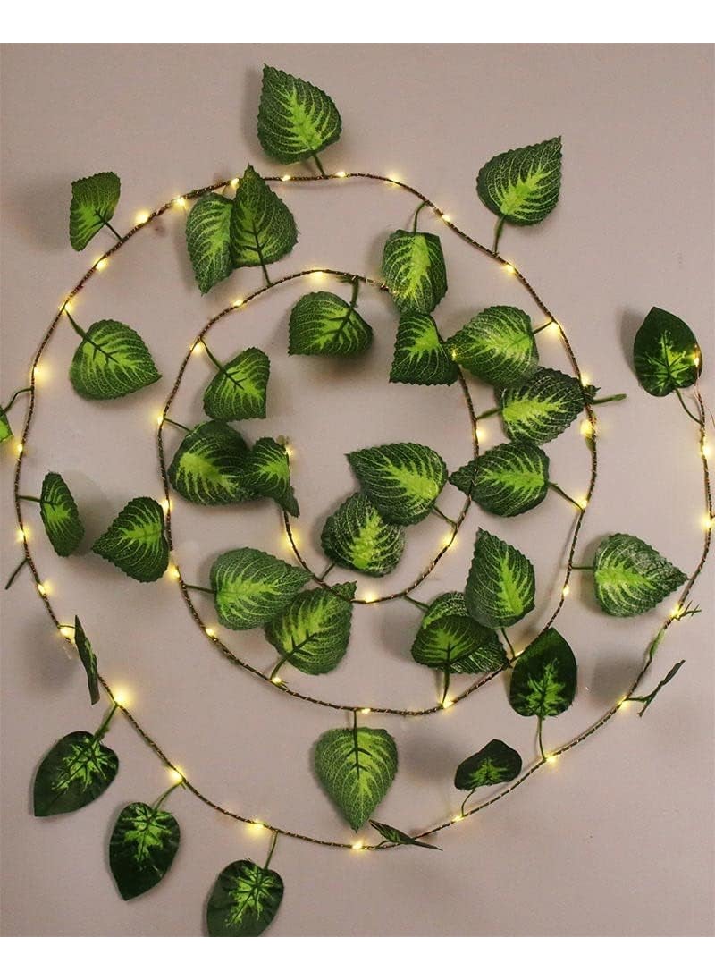 Lazybeee Lazybeee 7Feet Money Plant Home Dcor String with Light Battery Operated Waterproof Copper Lights Vine Garland Hanging for Wall Bedroom Window 30 Led Warm White 4  - Image 1