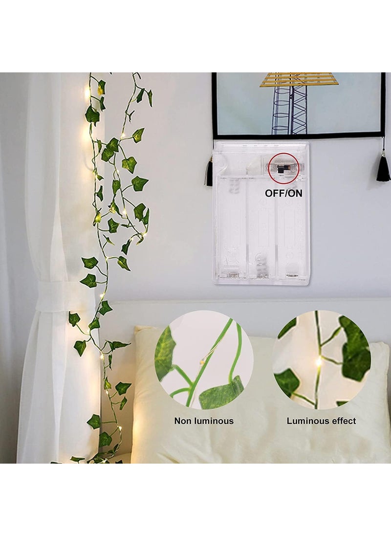 Lazybeee Lazybeee 7Feet Money Plant Home Dcor String with Light Battery Operated Waterproof Copper Lights Vine Garland Hanging for Wall Bedroom Window 30 Led Warm White 4  - Image 2