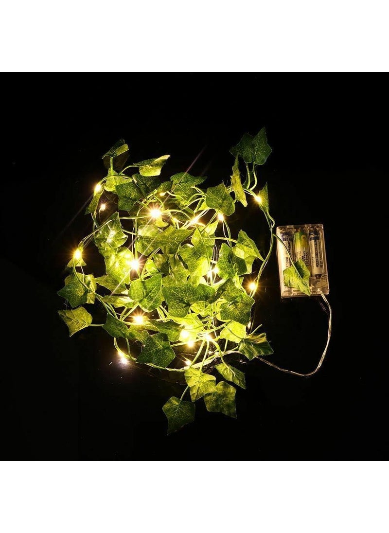 Lazybeee Lazybeee 7Feet Money Plant Home Dcor String with Light Battery Operated Waterproof Copper Lights Vine Garland Hanging for Wall Bedroom Window 30 Led Warm White 4  - Image 3