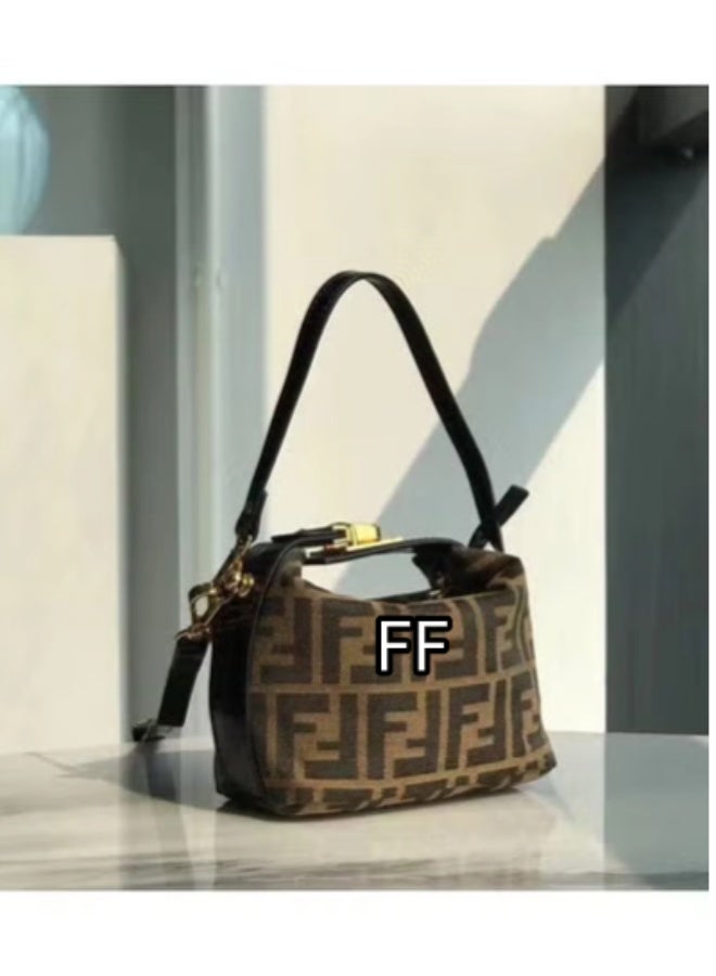 فيندي FF 17*11*8 سم حقيبة يد إيطالية مصنوعة يدويًا على طراز فندي F E N D I - Image 2