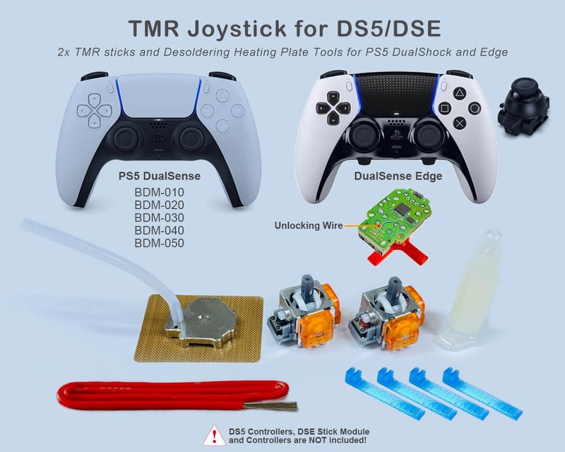 ElecGear 2x TMR Joystick and Desoldering Heating Plate Replacement for PS5 Controller, TMR Hall Control Stick and Soldering Wick Repair Tools – (TMR-PS5) - Image 2
